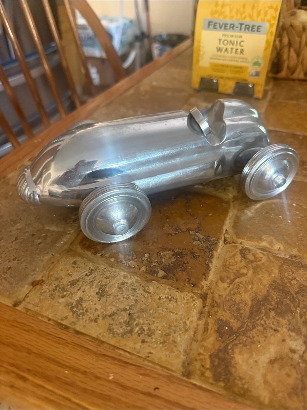 Silver Metal Racing Car Decor - Decorative Home Accent